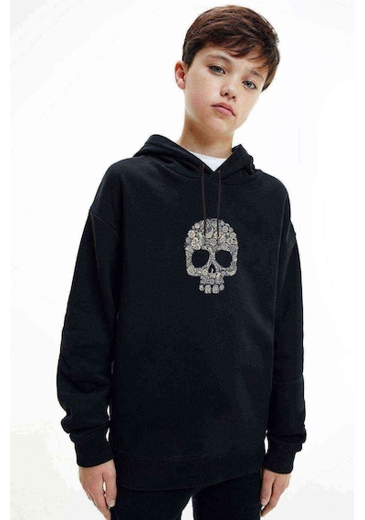 Tshirthane Skull Lockscreen Kurukafa 2 Baskılı Unisex Çocuk Kapüşonlu Sweat Siyah