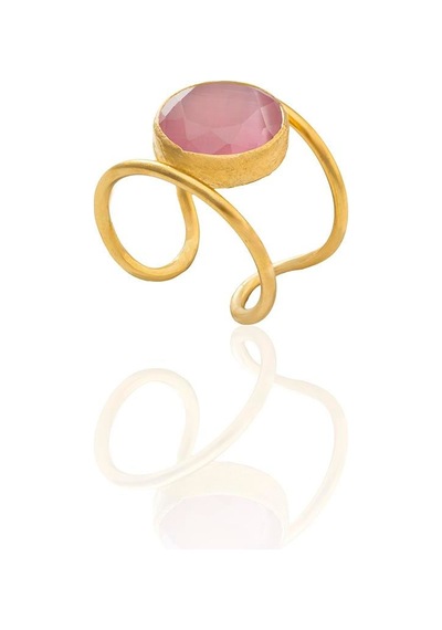 Kadir Jewellery 22 Ayar Altın Kaplama Kadın Zirkon Taşlı Yüzük Pembe