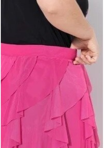 Mamayaga Kadın Katlı Tasarım Yüksek Bel Beli Lastikli Spor Şık Curve Büyük Beden Tül Etek Fuşya Mamayaga Kadın Katlı Tasarım Yüksek Bel Beli Lastikli Spor Şık Curve Büyük Beden Tül Etek Fuşya