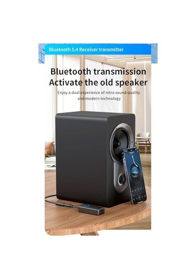 Bluetooth 5.4 Ses Alıcı & Verici 2 Si 1 Arada Aux Adaptör, 3.5mm Jak, Usb-c Şarj, 15m Kablosuz Men