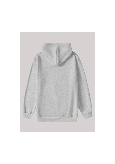 Medinenur Renkli Bisiklet Baskılı Kapüşonlu Sweatshirt Gri