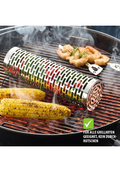 Tekerlekli Mangal Sepeti Deluxe Bbq 30,5 Cm Paslanmaz Çelik Izgara Sepeti, Katlanır Kapaklı, Sebze, Et Ve Karides İçin