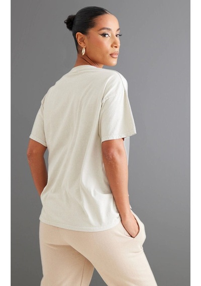 Vizon Oversize Hope T-shirt - Oversize Baskılı Vizon