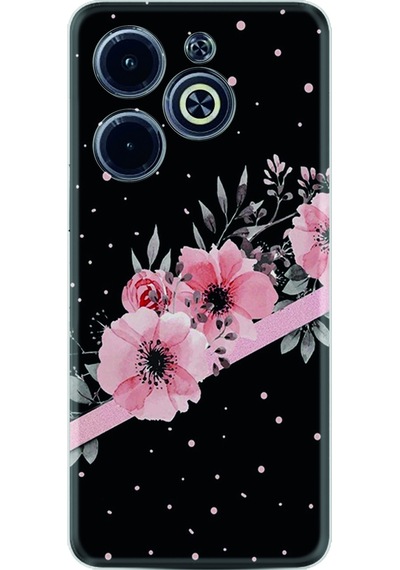 Infinix Uyumlu Hot 40i Kılıf Resimli Desenli Baskılı Silikon Siyah Şerit Mermer 1298