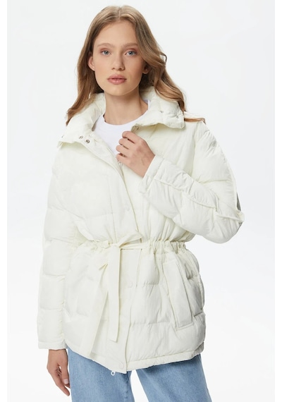 Lacoste Kapitone Syntetic Fill Jacket Dik Yaka Krem Kadın Mont Krem