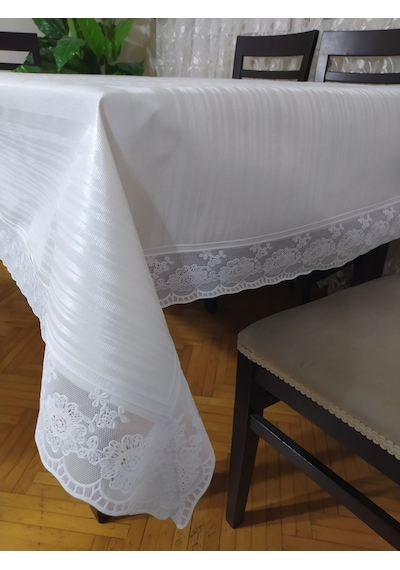 Pvc Dantel Kenar Muşamba Masa Örtüsü 140X180Cm