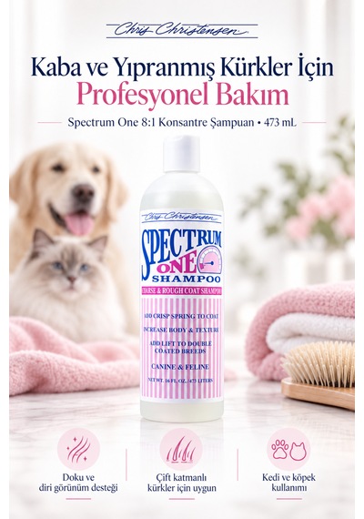 Chris Christensen Sp One 8:1 Konsantre Kaba Ve Yıpranmış Kürkler İçin Kedi Köpek Şampuanı 473 Ml