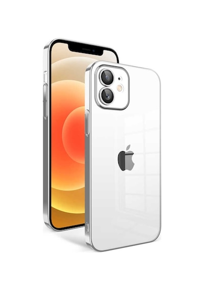 Noktaks - İphone 12 Uyumlu Kılıf Kamera Korumalı Renkli Çerçeveli Garaj Kapak - Mavi Açık - T25447