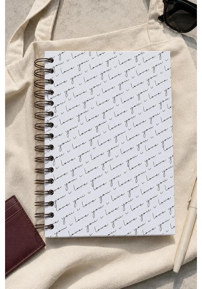 A5 Spiralli Sert Kapak 120 Yaprak Bullet Journal Not Defteri, Kareli, Gri Love, Bj-k001 Çok Renkli