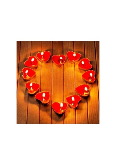 Kırmızı Kalp Tealight Mum Sevgiliye Hediye Kalp Mum Evlilik Teklifi Yıldönümü 20 Adet Kırmızı