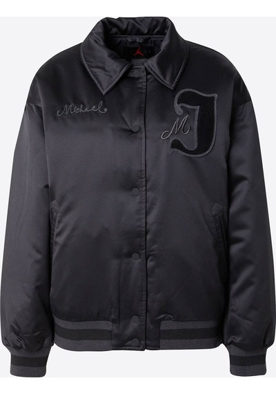 Nike Michael Jordan Varsity Loose Fit Bomber Jacket Black Kadın Bol Kesim Ceket Mont Siyah Siyah