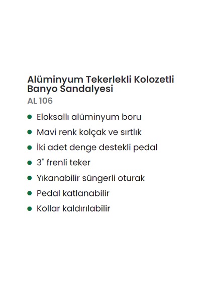Bgm Alüminyum Tekerlekli Banyo Sandalyesi