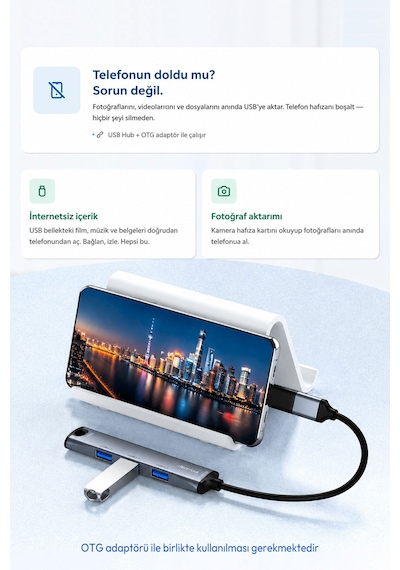 4 Port Usb Çoklayıcı Hub, Usb 2.0 Ve Usb 3.0 Destekli Otg Adaptör, Telefon Tablet Laptop Pc Uyumlu, Klavye Mouse Usb Bellek Hard Disk İçin 480mbps Tak Çalıştır N802