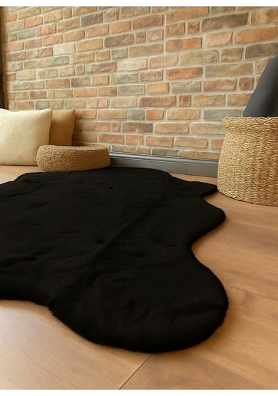 Tavşan Tüyü Post Peluş Ultra Yumuşak Post Puffy Cappuccino Siyah