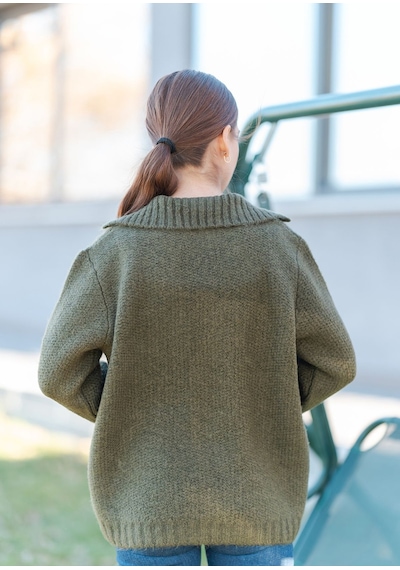 Gömlek Yaka Oversize Basic Kazak Haki