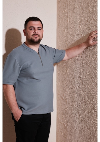Buratti Büyük Beden Pamuklu Regular Fit Erkek T Shirt 5902653B Açık Haki