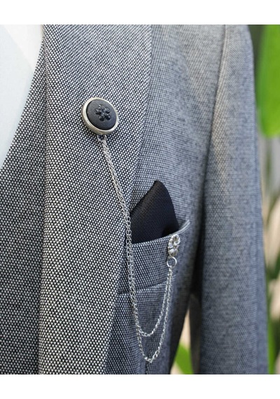 Beystil Sivri Yaka Koyu Gri Takım Elbise Elanor- Slim Fit Koyu Gri