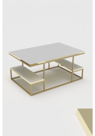 Delux Orta Sehpa Gold Beyaz 90x60 Cm Çok Renkli