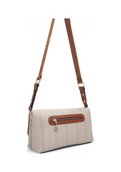 Silver & Polo Silver Polo Bej - Taba Hasır Kadın Çapraz Çanta Sp1278