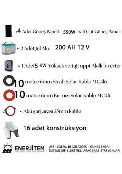 Enerjitem Kurulum Ve Nakliye Dahil 5kw Güneş Enerjisi Solar Paket