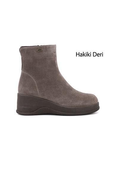 Gönderir Kadın Vizon Süet Fermuarlı Dolgu Topuklu Hakiki Deri Bot Dkzb55935748