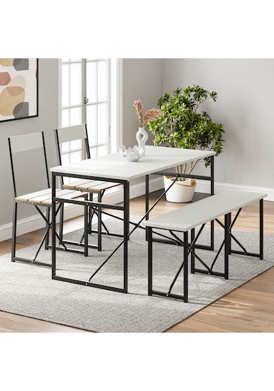 Mutfak Masası Bench Bank 120x60 Masa Set 2 Adet Sandalye Yemek Ma