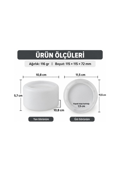 Dekoratif Yuvarlak Kapaklı Mum Kabı Silikon Kalıp Alçı, Taş Tozu, Beton Ve Çimento Uyumlu 11,5 7,2 Cm