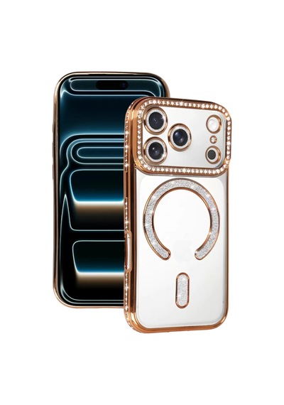 Newface Apple İphone 17 Pro Joke Simli Magneticsafe Kılıf - Turuncu