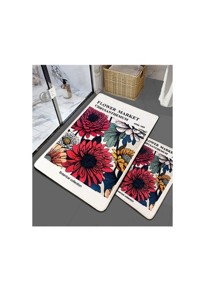 Flower Market 2'li Set Banyo Paspası Renkli-ikili