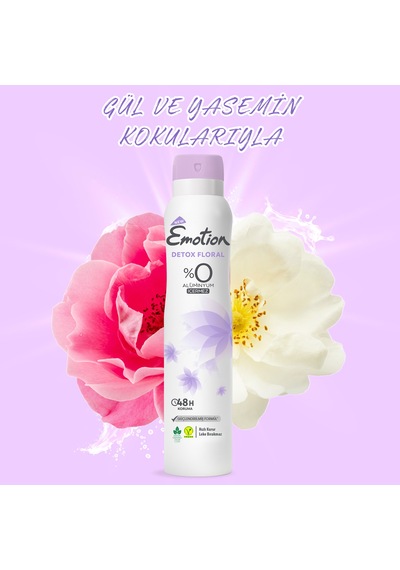 Emotion Detox Floral Kadın Alüminyumsuz Vegan Deodorant 4x200 Ml