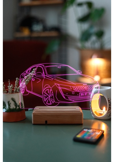 Peugeot 508 Araba 16 Renk Kumandalı 3d Gece Lambası