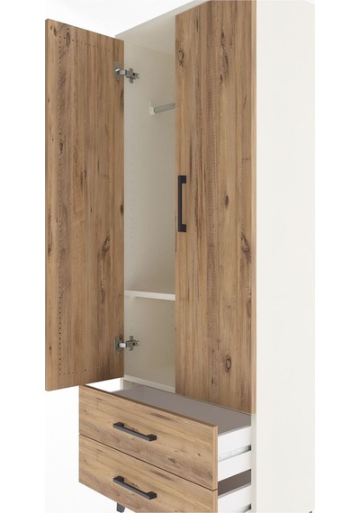 Arges Dolap 2 Raflı 2 Çekmeceli Tek Askılı 60x30x163 Aytaşı-çam Aytaşı