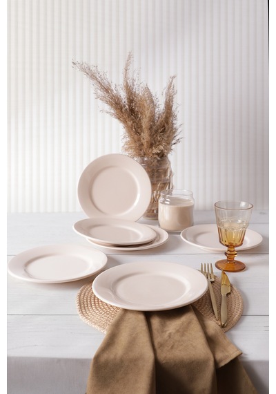 Keramika Krem Linda Pasta Tabağı 21 Cm 6 Adet 030 Krem