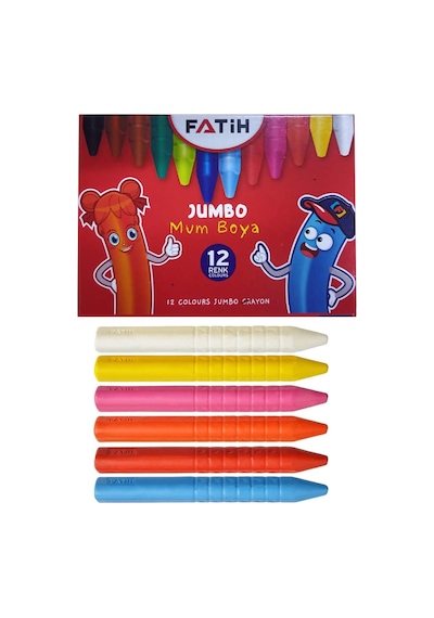 Jumbo Mum Boya 12 Li 1 Paket 12 Renk Jumbo Mumboya Elleri Kirletmeyen Yıkanabilir Silinebilir Karton Kutu