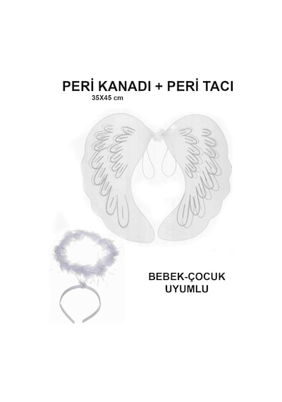 Beyaz Dantel Tüllü Peri Adı Ve Peri Tacı Seti Semeglbl - 27 45x40 Cm