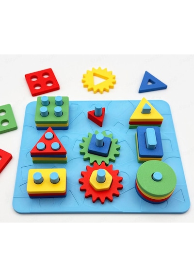Montessori Eğitici Oyuncak Dişli Puzzle Şekil Ve Renk Eşleştirme Geliştirici Oyuncak