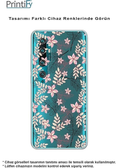 Oppo A94 Uyumlu Kamera Korumalı Floral Kırmızı Tasarımlı Şeffaf Silikon Kılıf