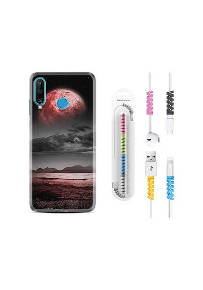 Huawei P30 Lite Kılıf Kablo Koruyuculu Red World 1836