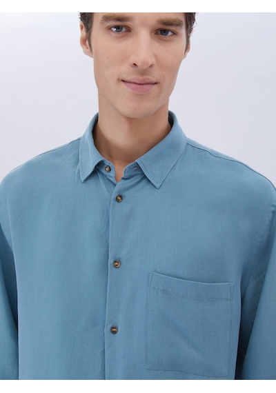 Kip Koyu Mint Fitilli Oversize Fit Dokuma Casual Gömlek Mint