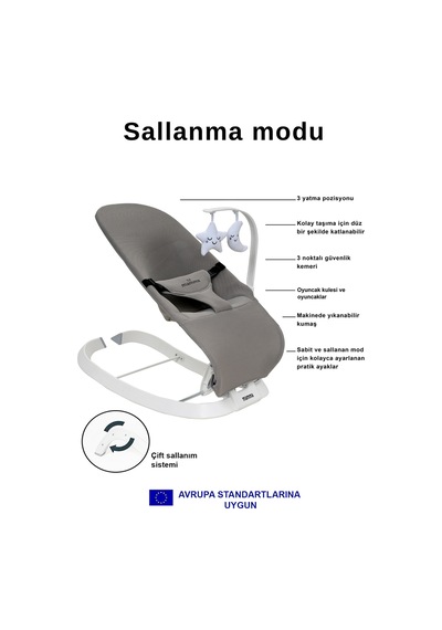 Mamma Rocker Plus Yeni Nesil Çift Sallama Fonk. Ana Kucağı Anne Sallar + Bebek Kendini Sallar