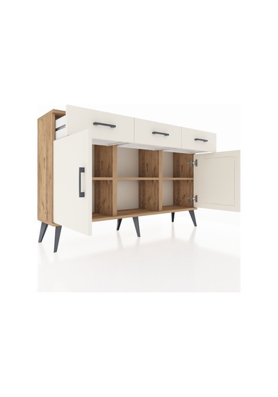 Arges Konsol 3 Raflı 3 Çekmeceli 3 Kapaklı 132x30x83 Çam-aytaşı/aytaşı Aytaşı/aytaşı