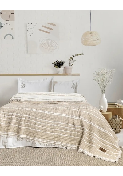 Şaheser Home Collection Yatak Örtüsü Seti Sera Bej Çok Renkli