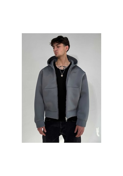 Zaee Oversize Scuba Zipp Hoodie Füme