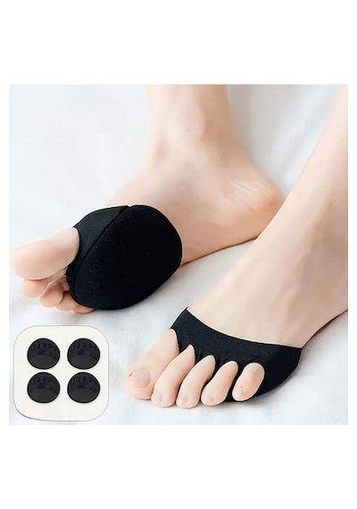 1 Çift 2 Adet 9 Cm   Pamuklu Kumaş Ayak Parmak Altı  Pedi Siyah