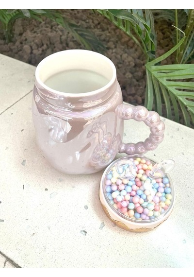 Tavşan Kapaklı Ponpon Kupa Mug Lila