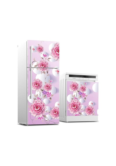 Buzdolabı Ve Bulaşık Makinası Beyaz Eşya Sticker Kaplama 3D Gül Ç (540887078)