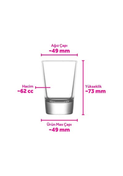 Lav Single Cam Likör Bardağı 6'lı 62 ml (Shot/Şerbet Bardağı )