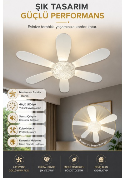 Pervaneli Kristal Led Ampül Beyaz Ve Gün Işığı - 893297386