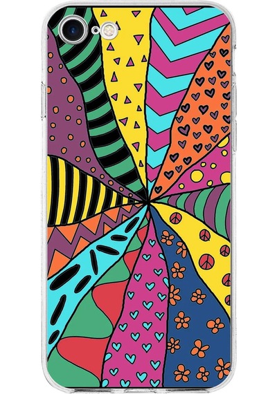 Apple Uyumlu iPhone Se 3 2022 İle 1mm Slim Fit Retro Renkler 4 Baskılı Şeffaf Kılıf