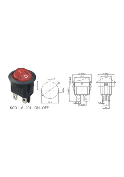 Ic-131-4 Yuvarlak Işıklı Anahtar On-Off 4P 10 Adet